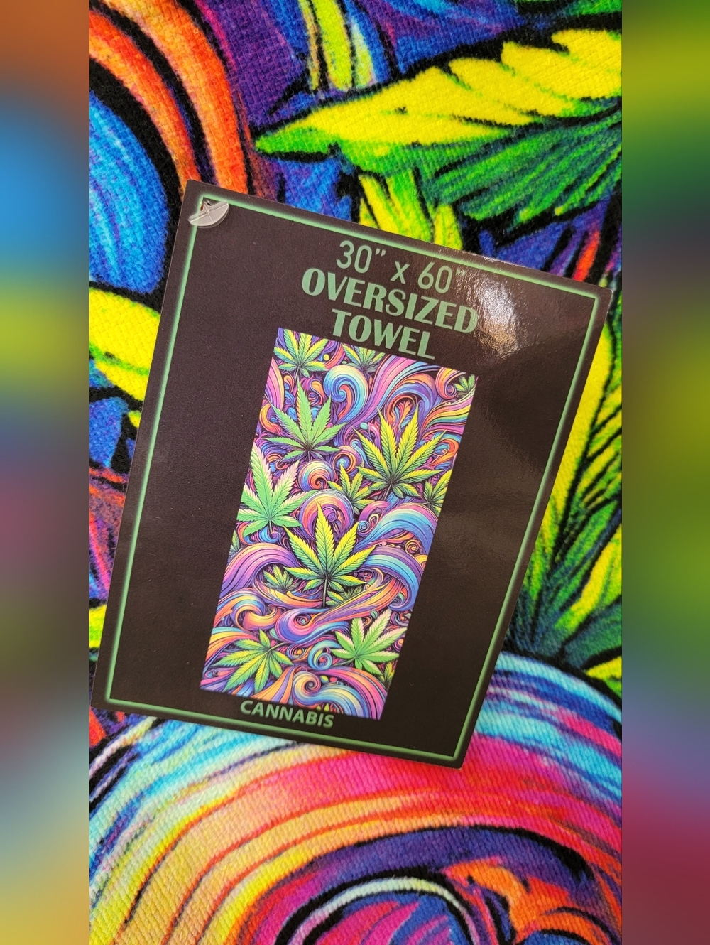 Psychedelic Cannabis Leaf Beach Towel Or Decor - Picture 2 of 3